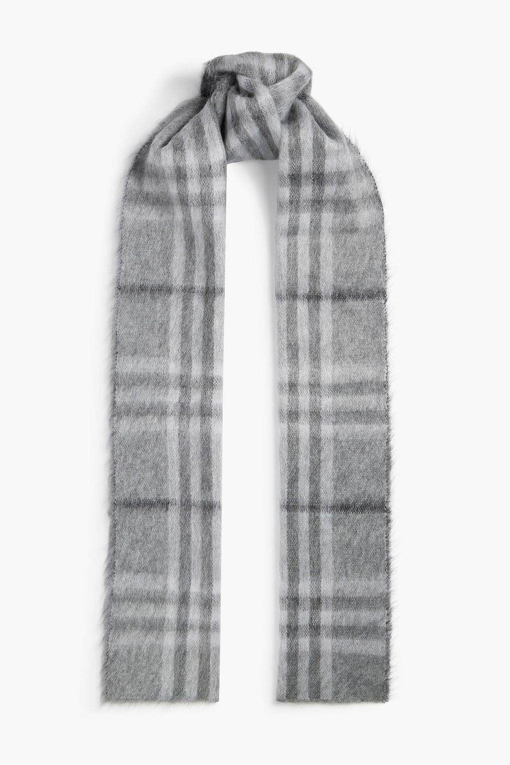 Burberry - Men - Fringed Checked Wool and Cashmere-Blend Scarf Gray