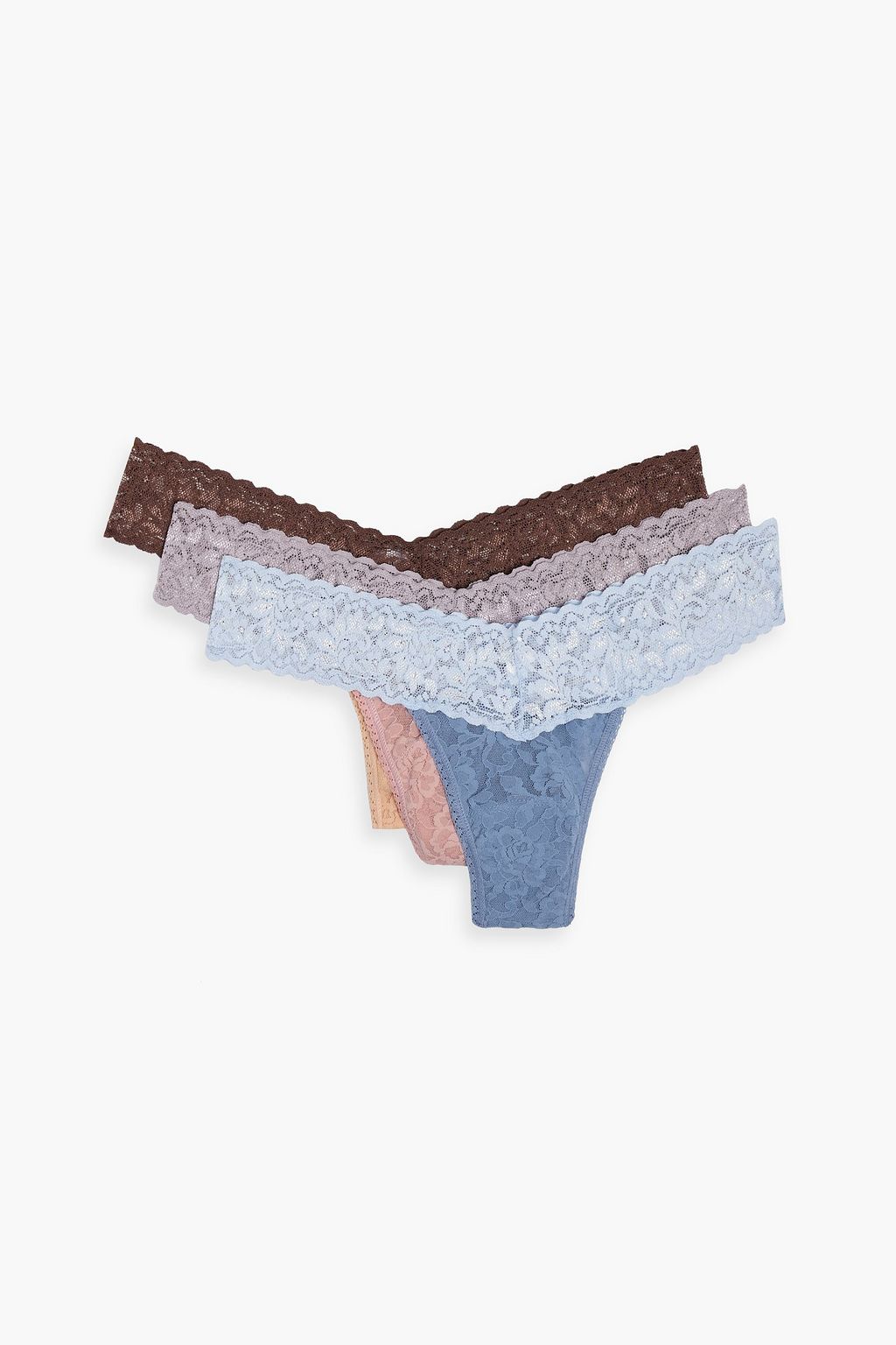 HANKY PANKY Signature set of three two-tone stretch-lace low-rise