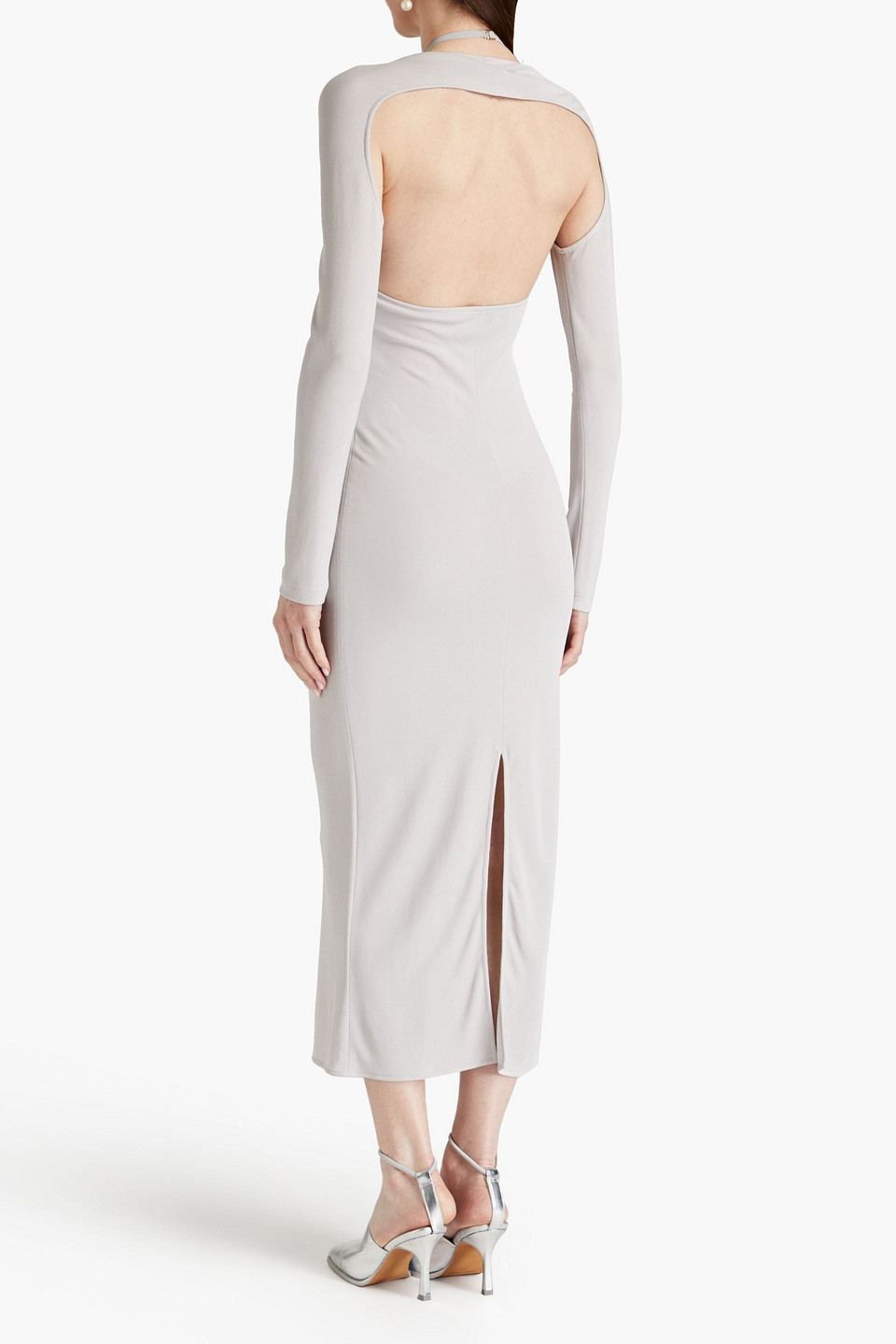 Shop Jacquemus Nodi Cutout Knotted Jersey Midi Dress In Stone