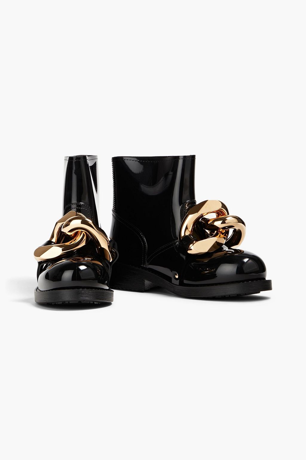 JW ANDERSON 체인 장식 글로시 고무 레인 부츠