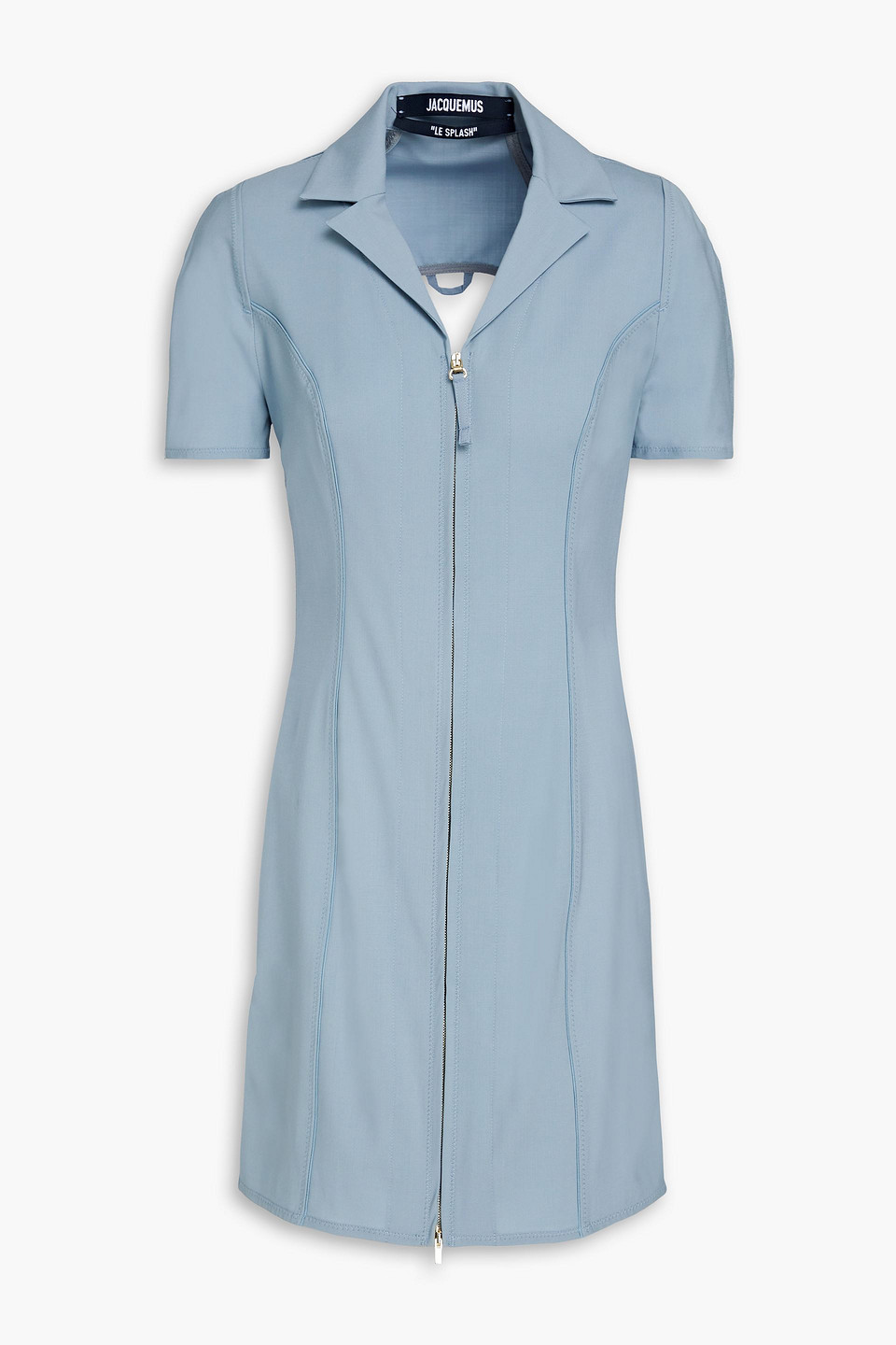 Jacquemus La Robe Tangelo Open-back Stretch-wool Mini Dress In Storm Blue