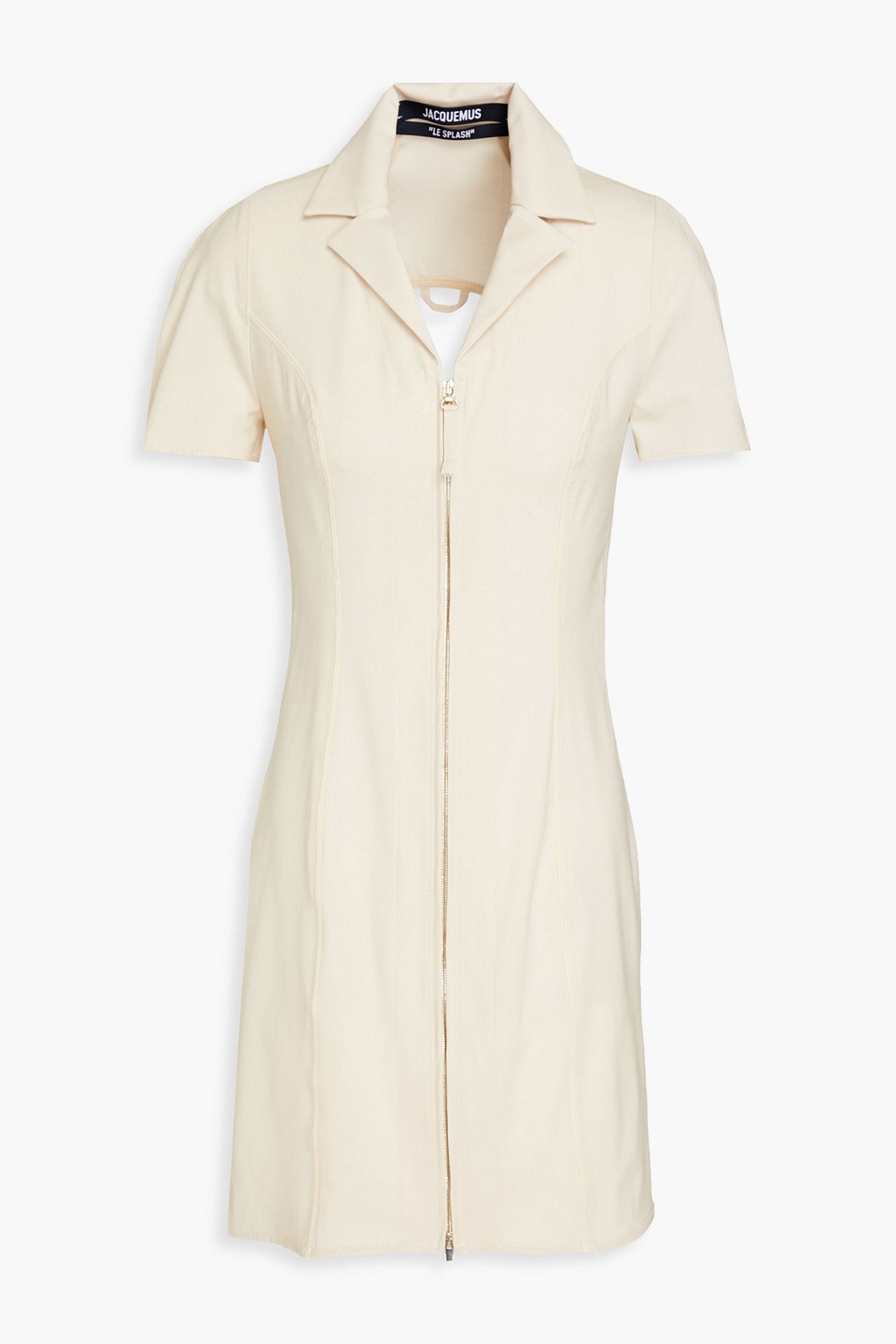 Jacquemus La Dressing Gown Tangelo Cutout Stretch-wool Mini Dress In Beige