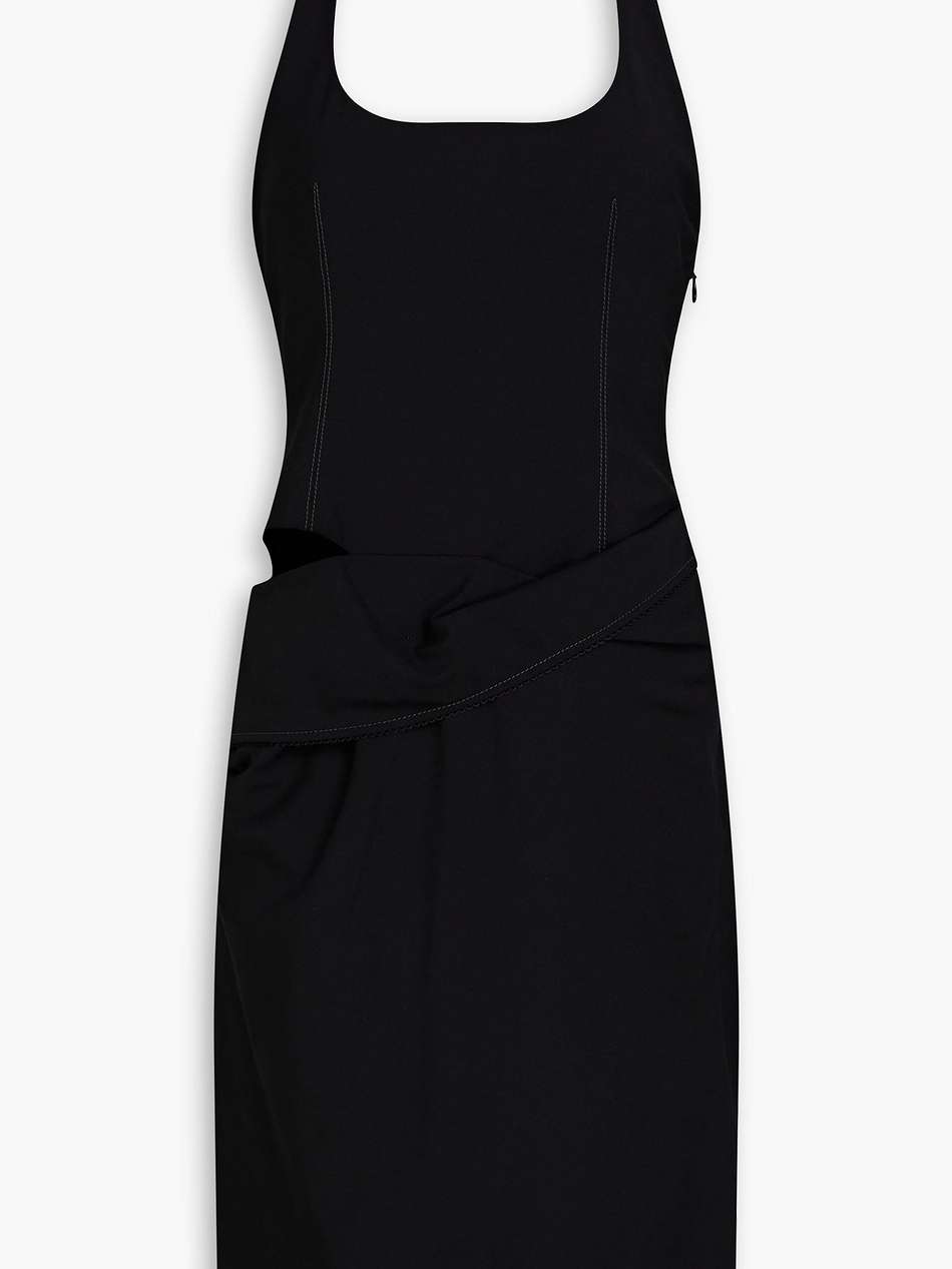 hielo cutout draped wool-blend halterneck dress