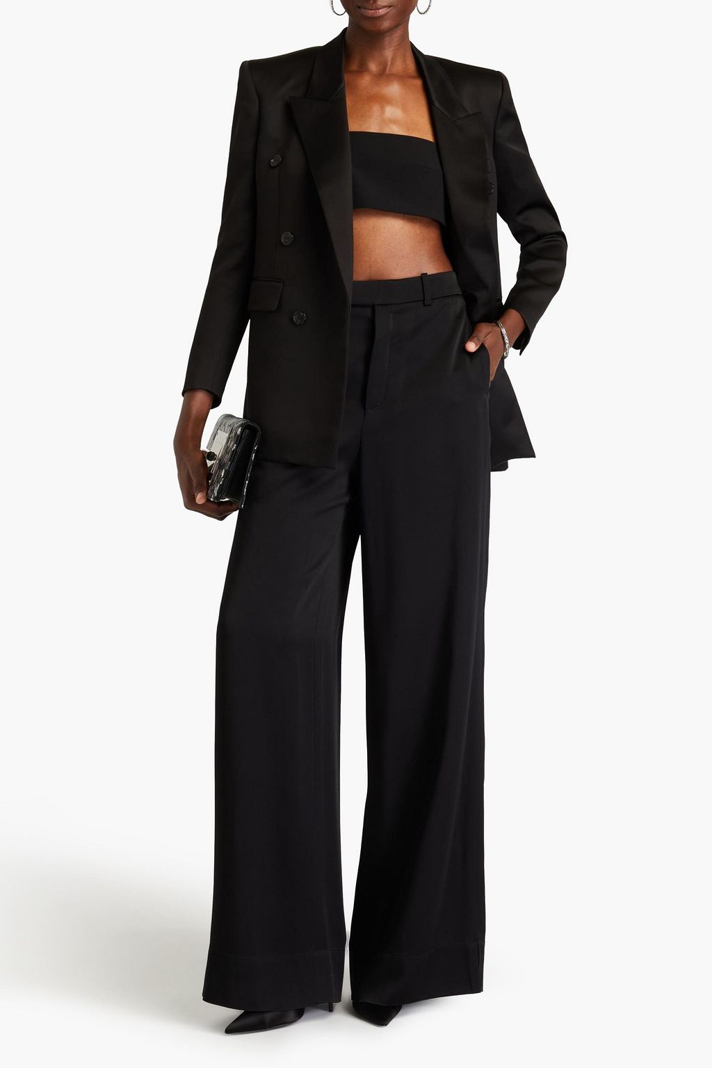 SAINT LAURENT Satin-crepe wide-leg pants