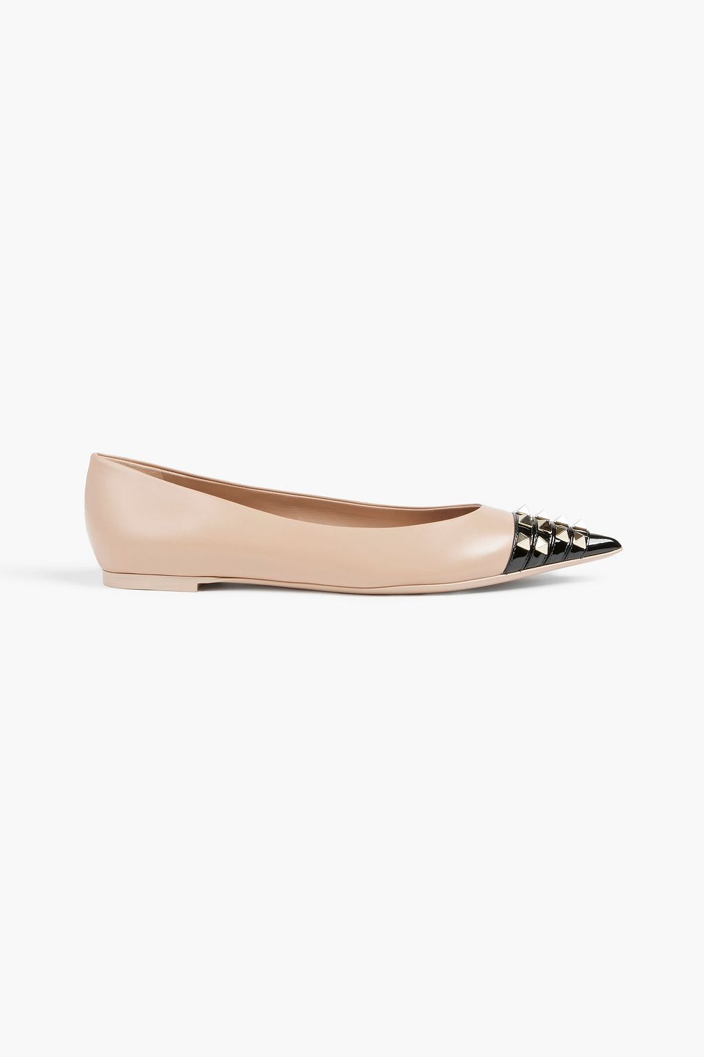 VALENTINO GARAVANI Rockstud Alcove two-tone leather point-toe flats | up to off | THE OUTNET