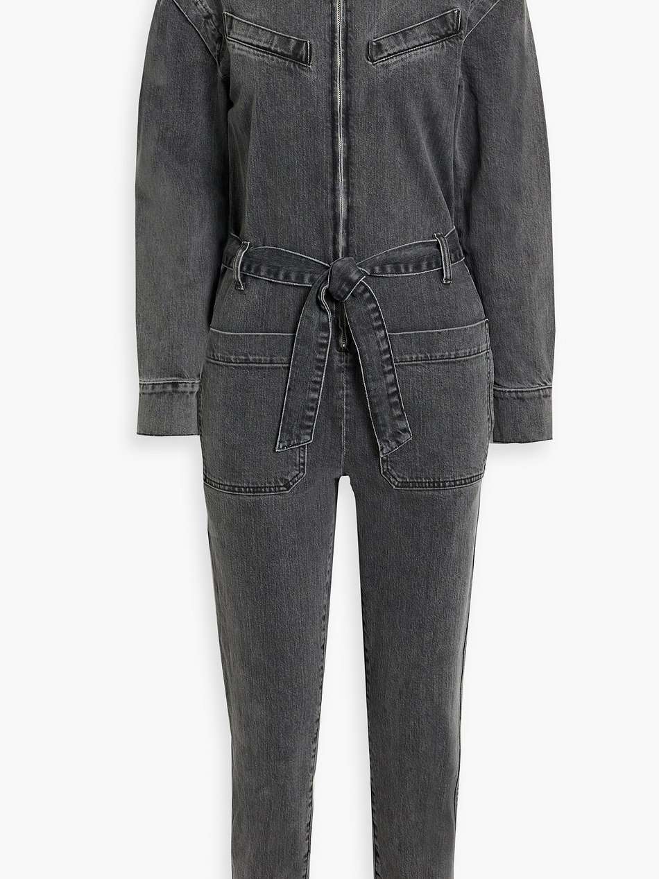 augu cropped belted denim jumpsuit