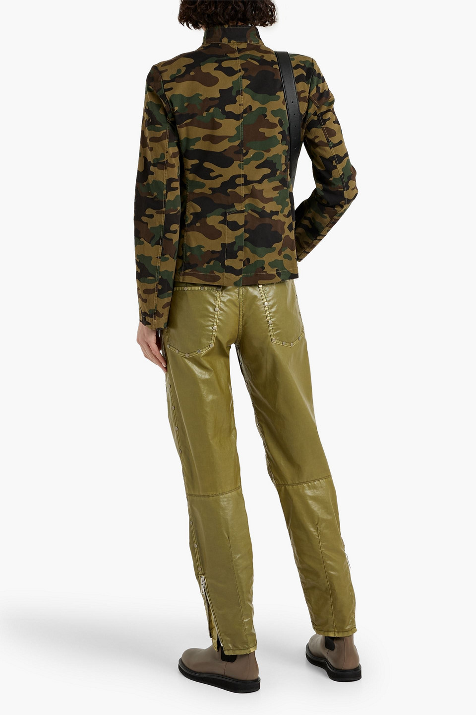 Shop Nili Lotan Cambre Camouflage-print Cotton-blend Twill Jacket In Army Green