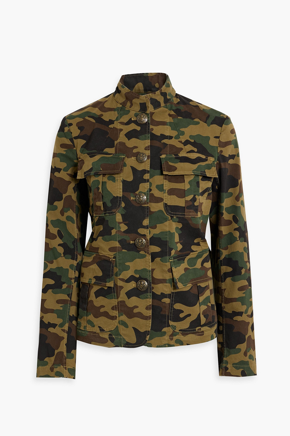 Nili Lotan Cambre Camouflage-print Cotton-blend Twill Jacket In Army Green