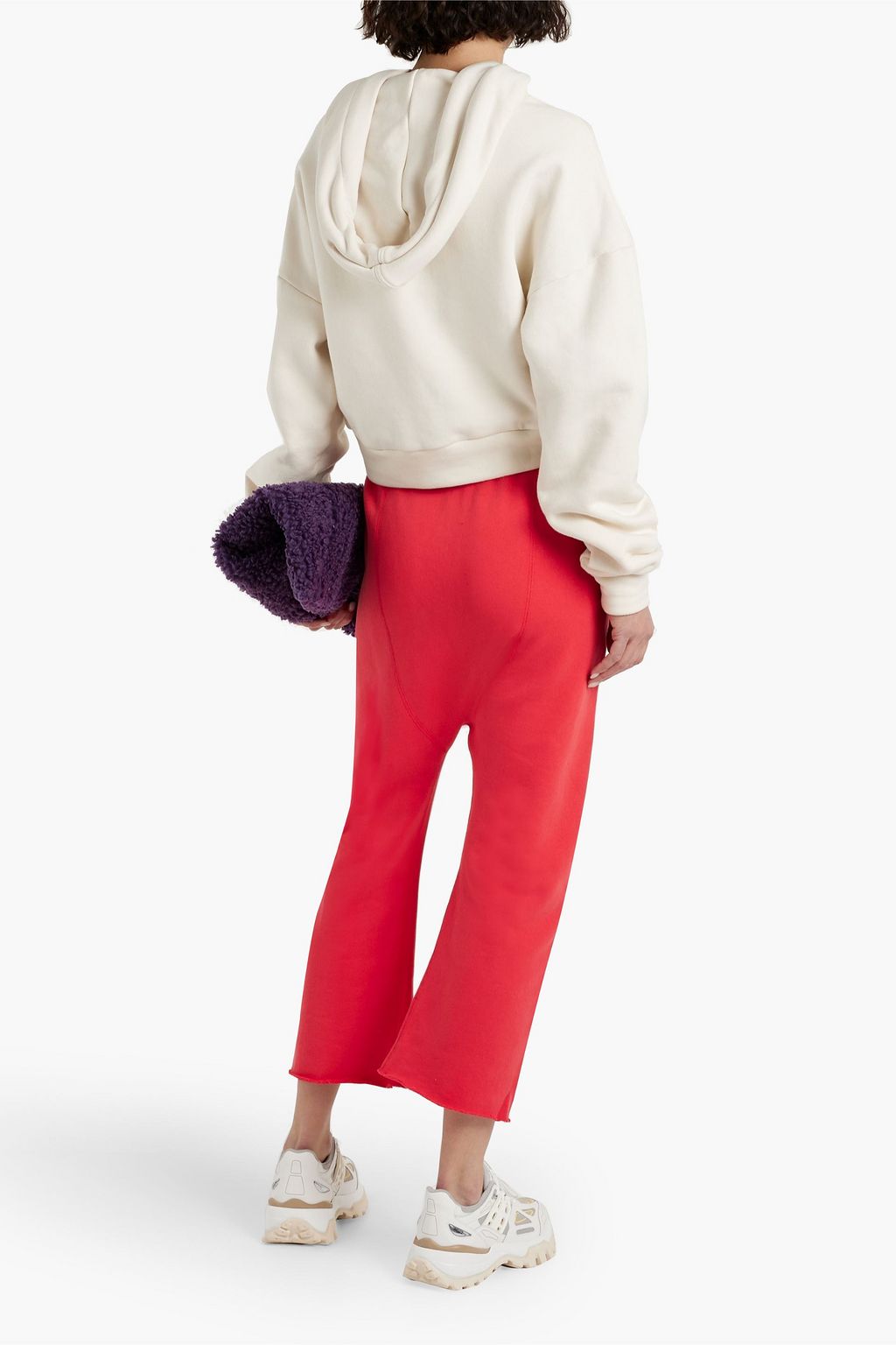 NILI LOTAN SF cropped French cotton-terry track pants