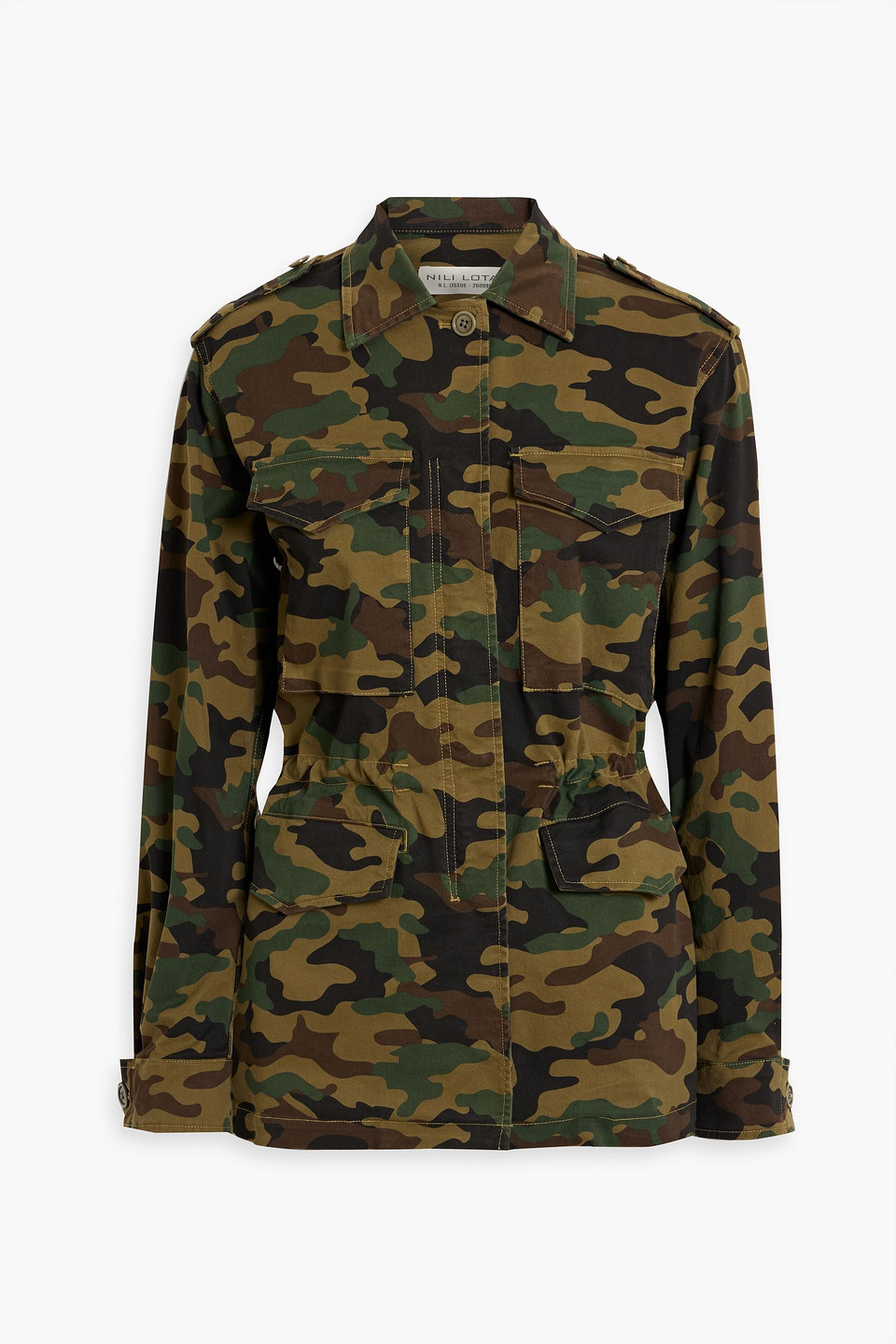 Nili Lotan Wren Camouflage-print Cotton-blend Twill Jacket In Army Green