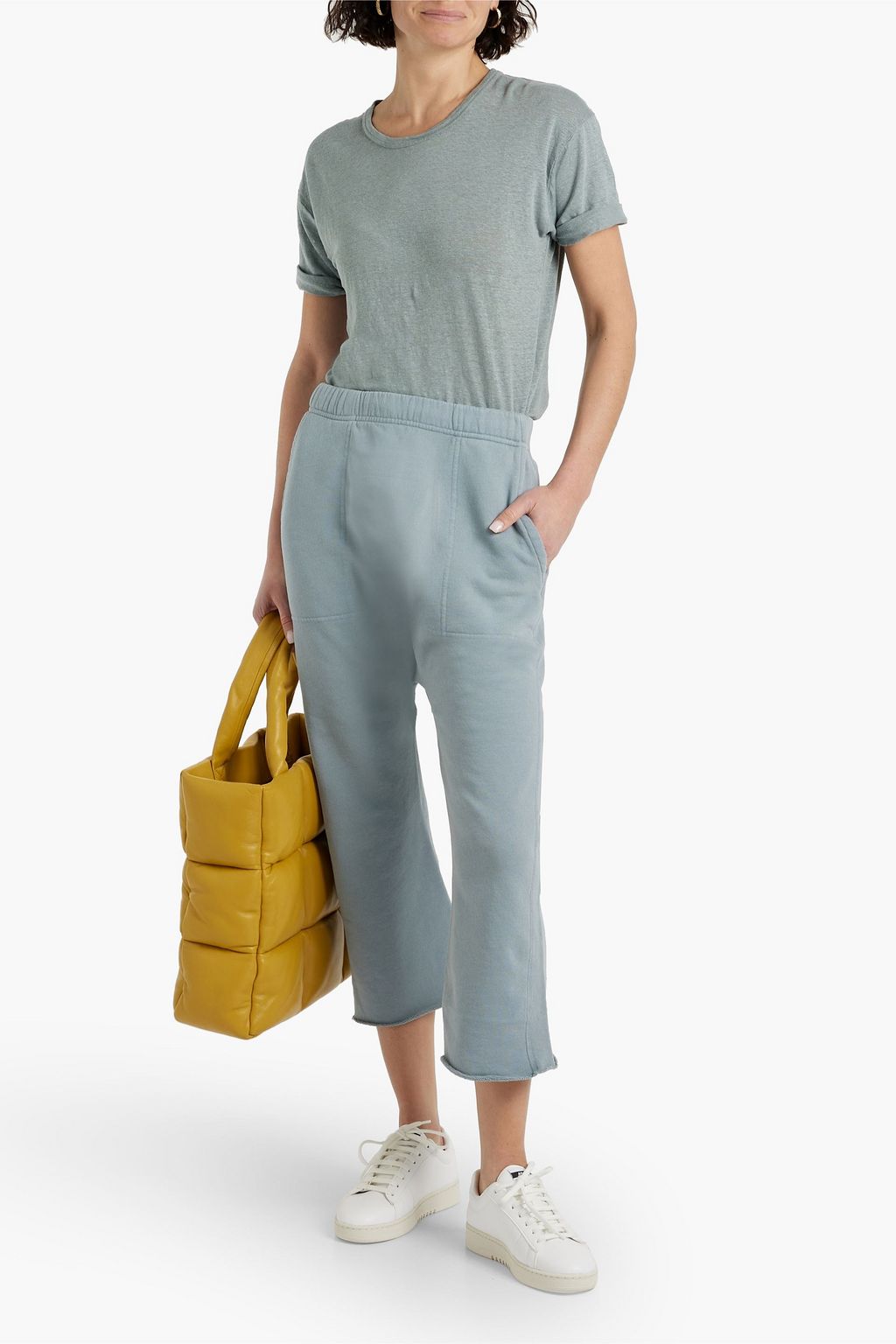 NILI LOTAN SF cropped French cotton-terry track pants