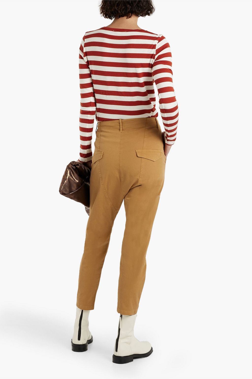 NILI LOTAN Paris cropped stretch-cotton twill tapered pants