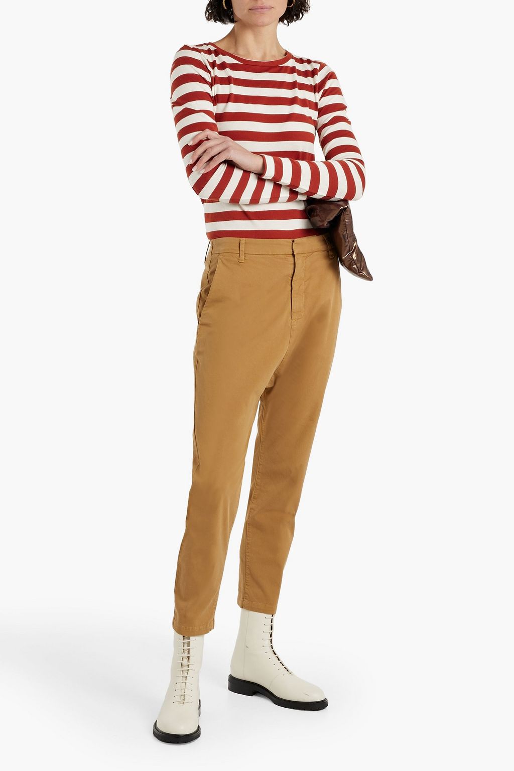 NILI LOTAN Paris cropped stretch-cotton twill tapered pants