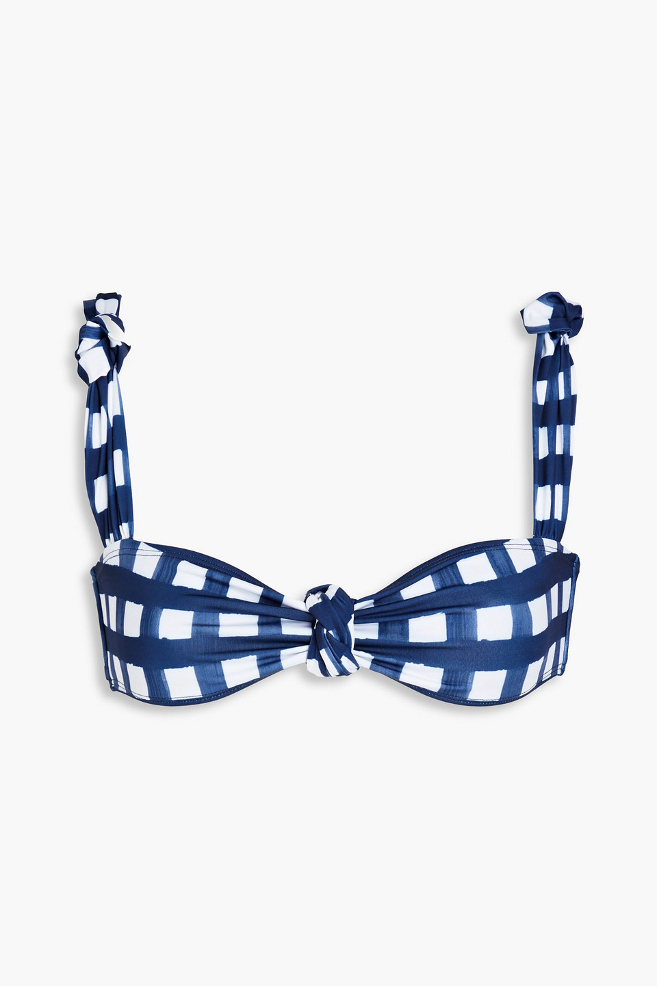 JACQUEMUS VICHY KNOTTED GINGHAM BIKINI TOP,3074457345636720749