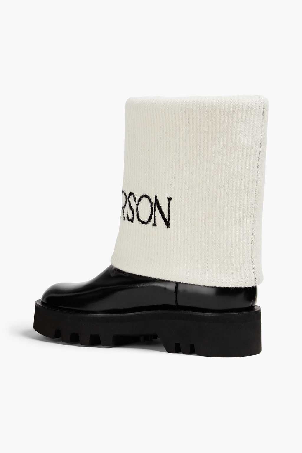JW ANDERSON Fisherman ウールジャカード&グロスレザー アンクルブーツ