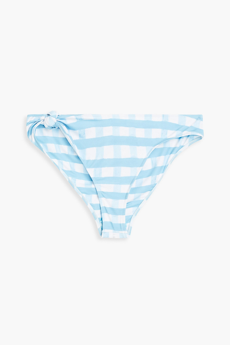 Shop Jacquemus Vichy Knotted Gingham Low-rise Bikini Briefs In Sky Blue