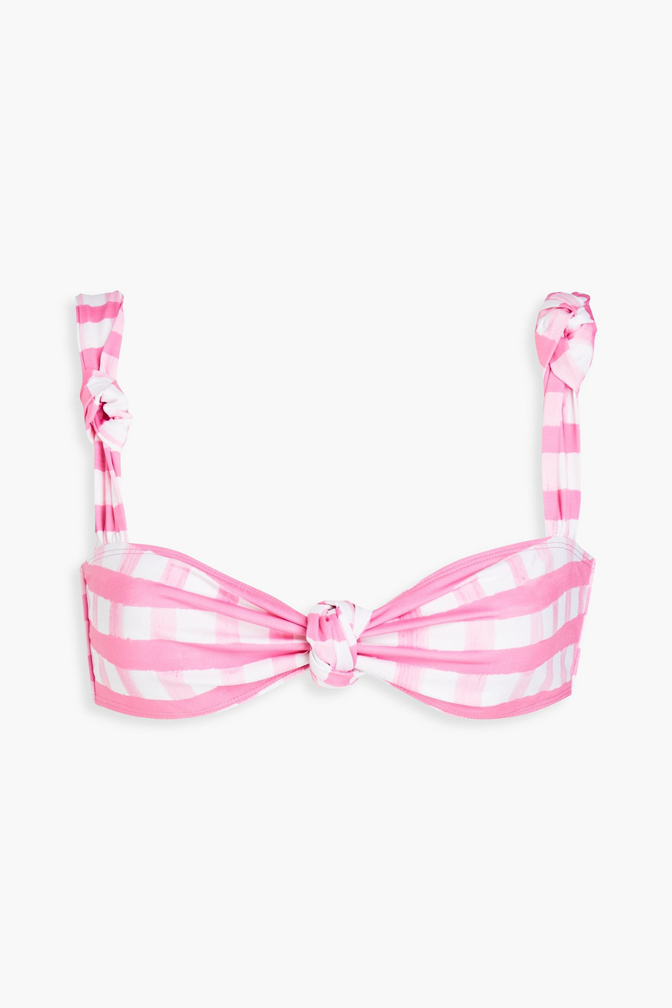 Jacquemus Le Haut Vichy Knotted Gingham Bikini Top In Pink