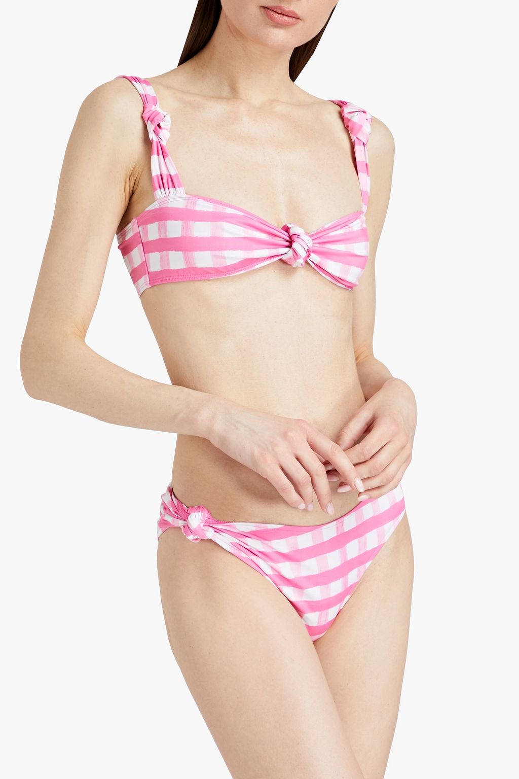 JACQUEMUS Vichy knotted gingham bikini top