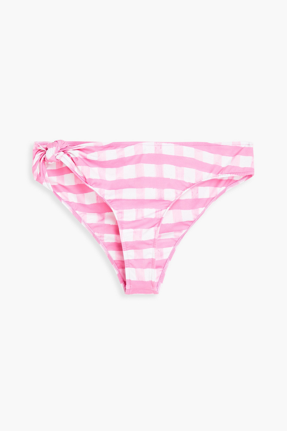 Jacquemus Le Bas Vichy Knotted Gingham Mid-rise Bikini Briefs In Pink