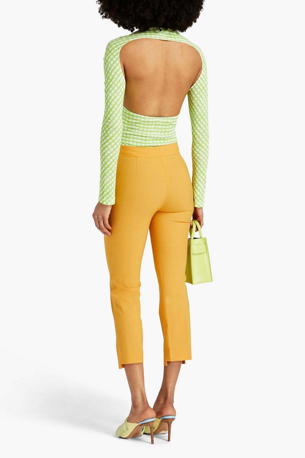 JACQUEMUS Nodi cutout knotted gingham jersey bodysuit