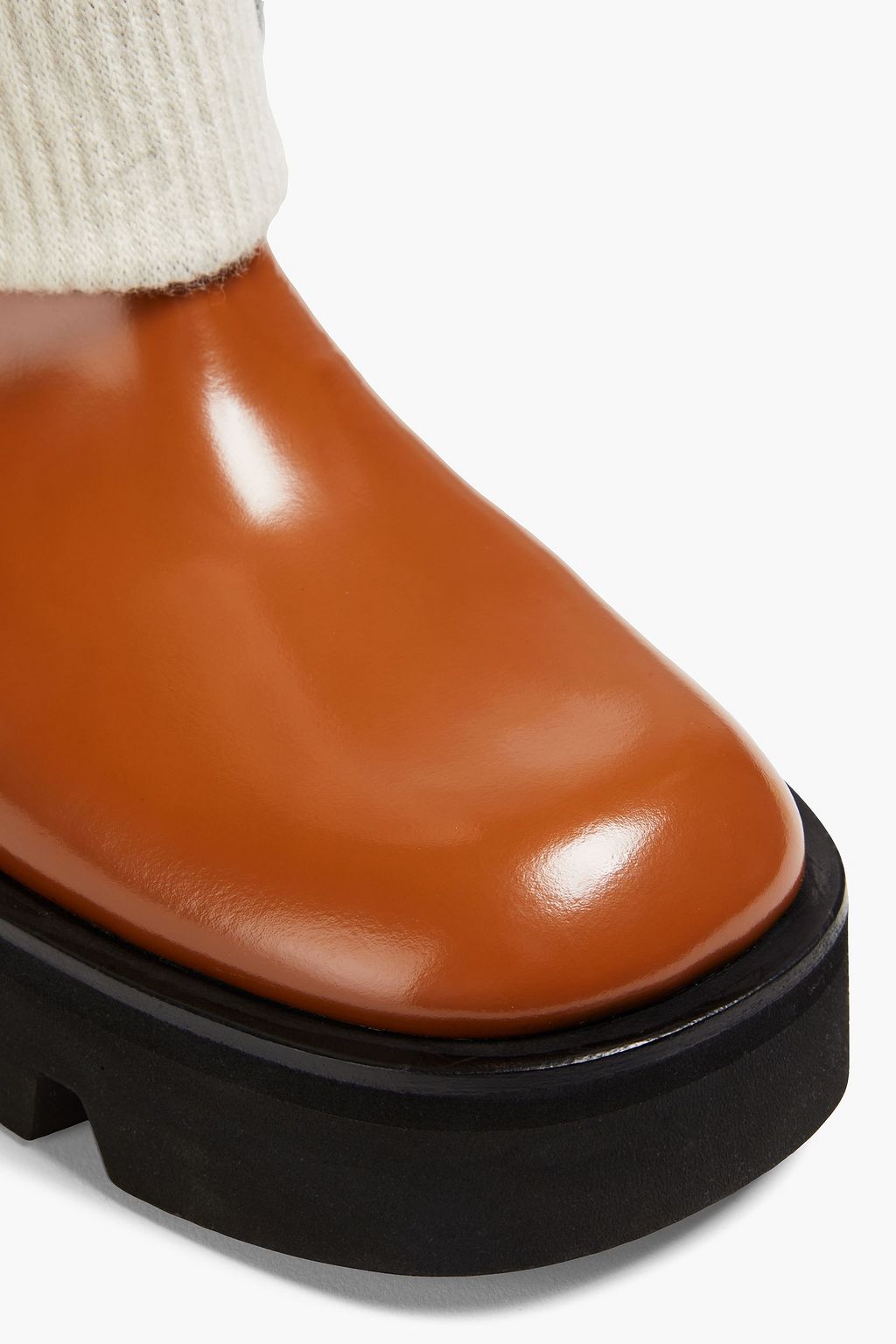JW ANDERSON Fisherman Ankle Boots aus Glanzleder und Woll-Jacquard