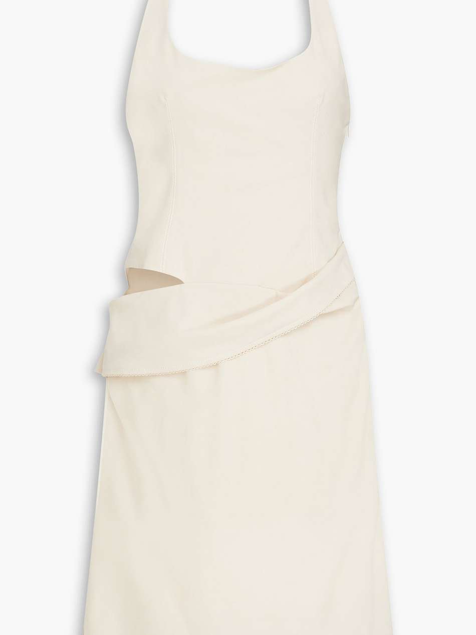 hielo cutout draped wool-blend halterneck dress