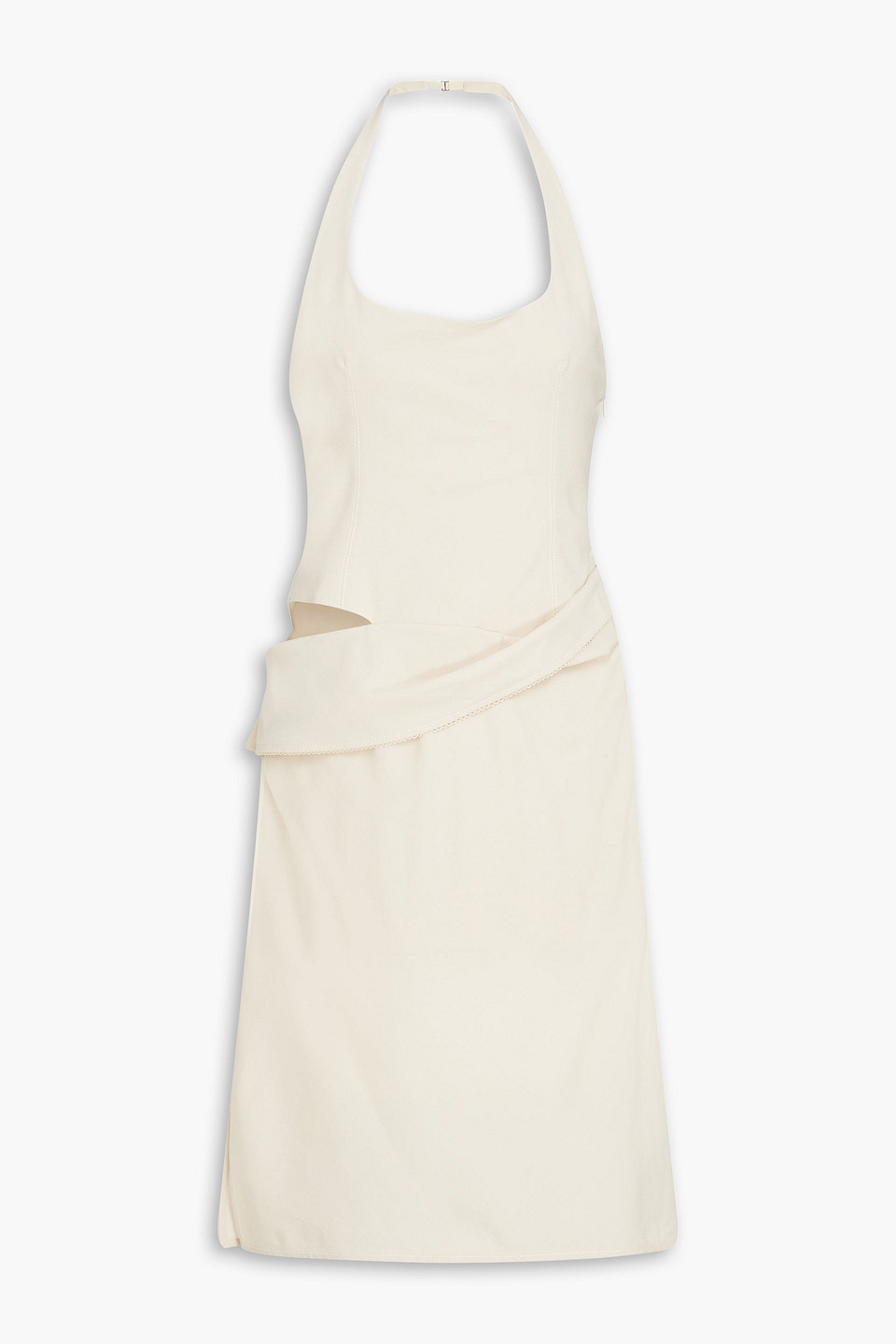 Jacquemus Le Robe Hielo Cutout Draped Stretch-wool Dress In Ivory