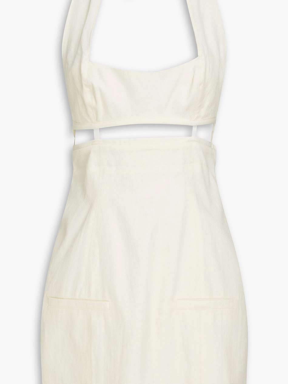 limao cutout twill halterneck mini dress
