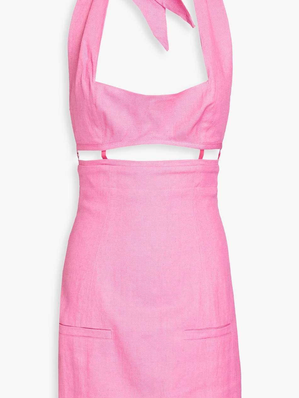 limao cutout twill halterneck mini dress
