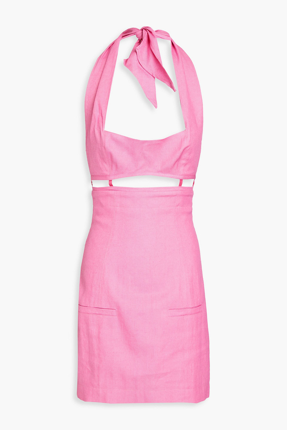 Shop Jacquemus Limao Cutout Twill Halterneck Mini Dress In Pink