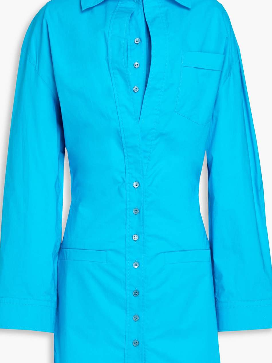baunhilha layered cutout cotton-poplin mini shirt dress