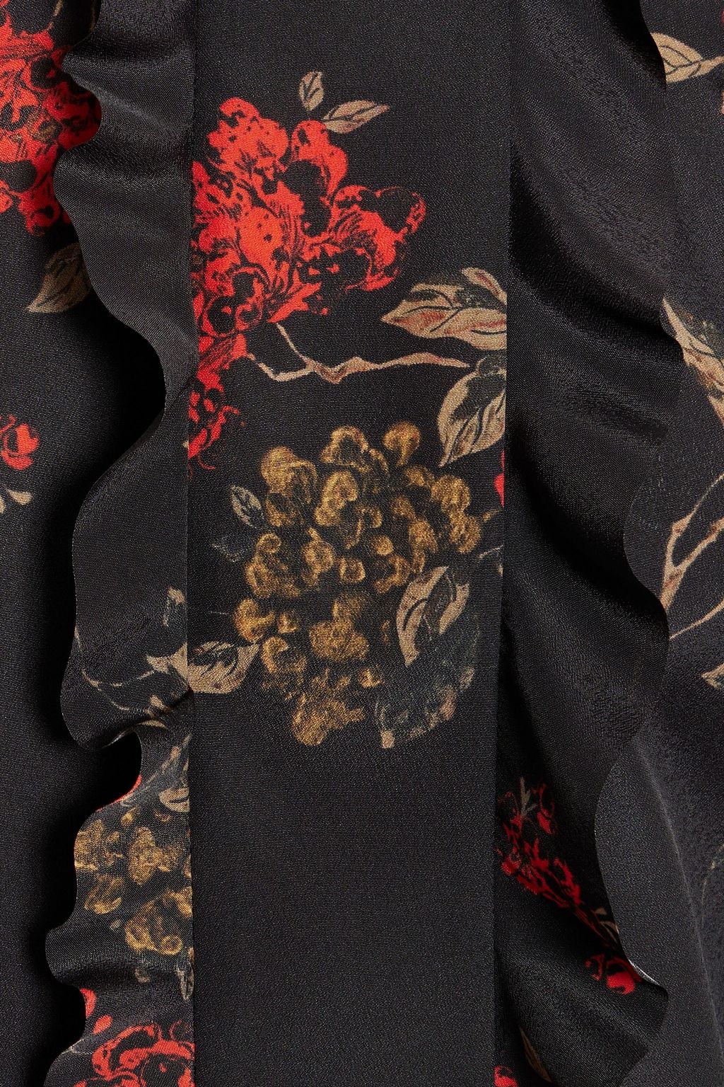 REDVALENTINO Ruffled floral-print crepe de chine mini shirt dress