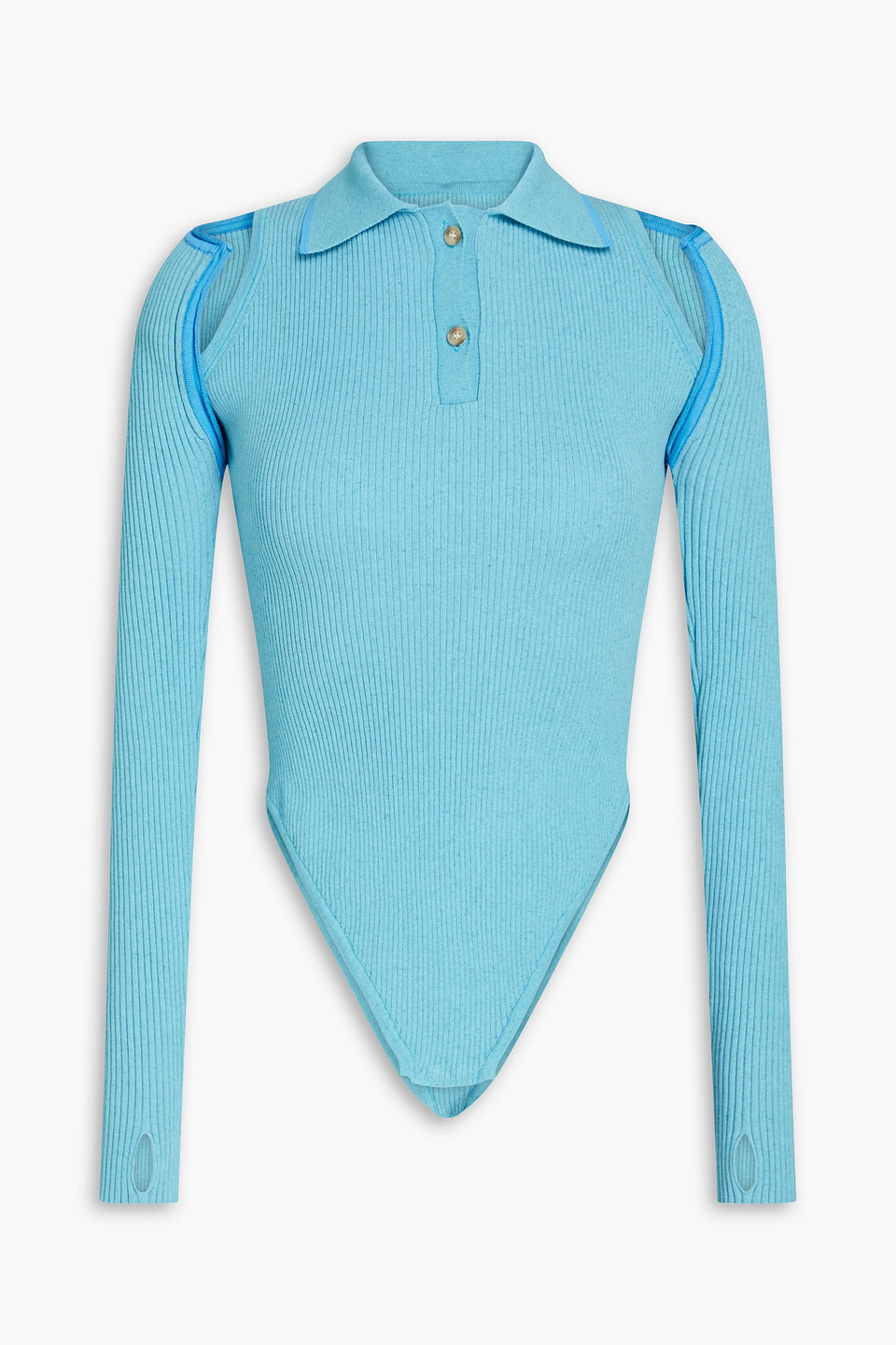 Jacquemus Le Body Ciao Convertible Ribbed-knit Bodysuit In Turquoise