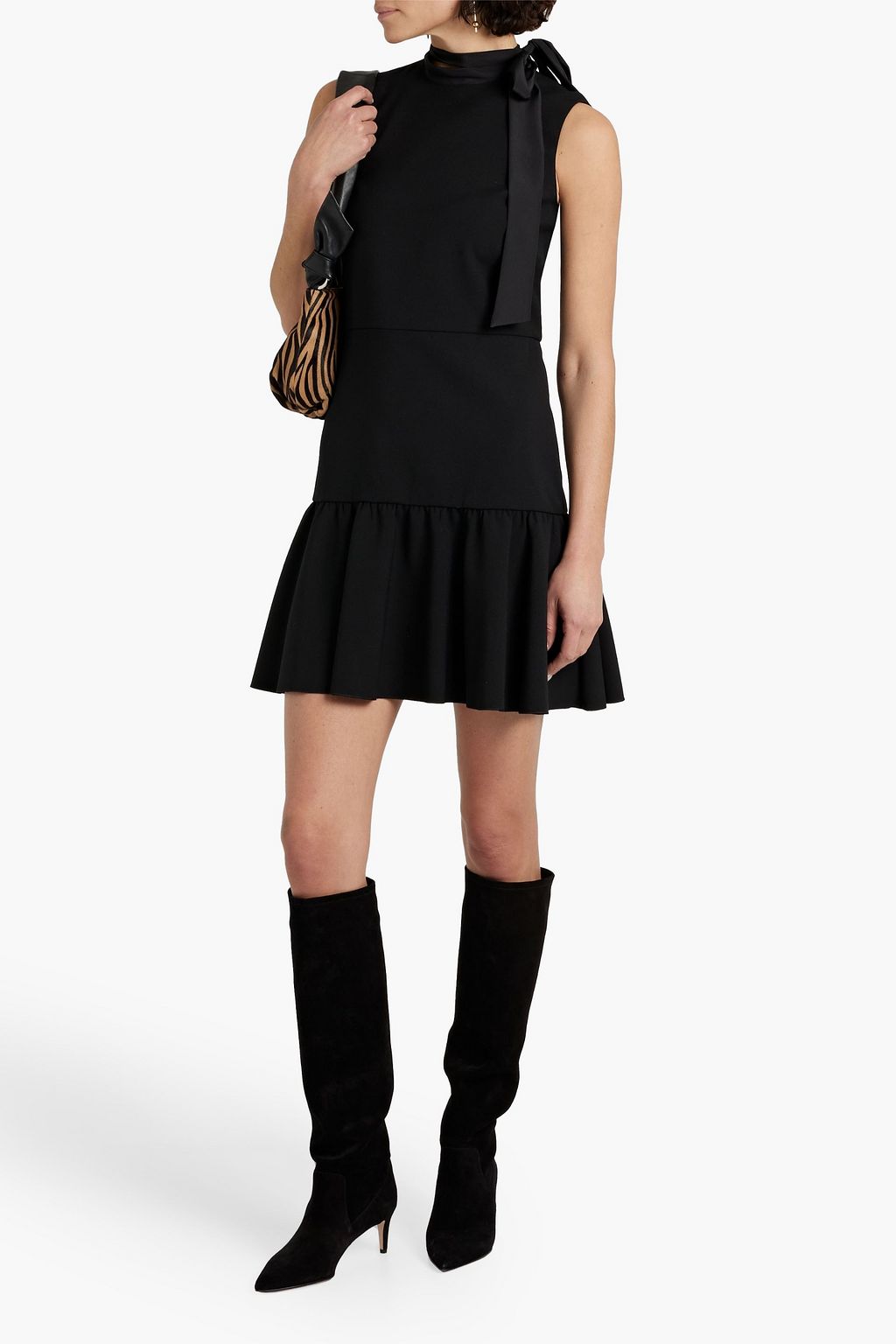 REDVALENTINO Tie-neck woven mini dress