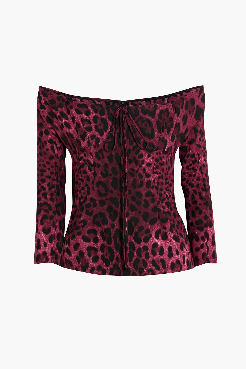 Dolce & Gabbana Leopard-print Stretch-silk Top In Burgundy