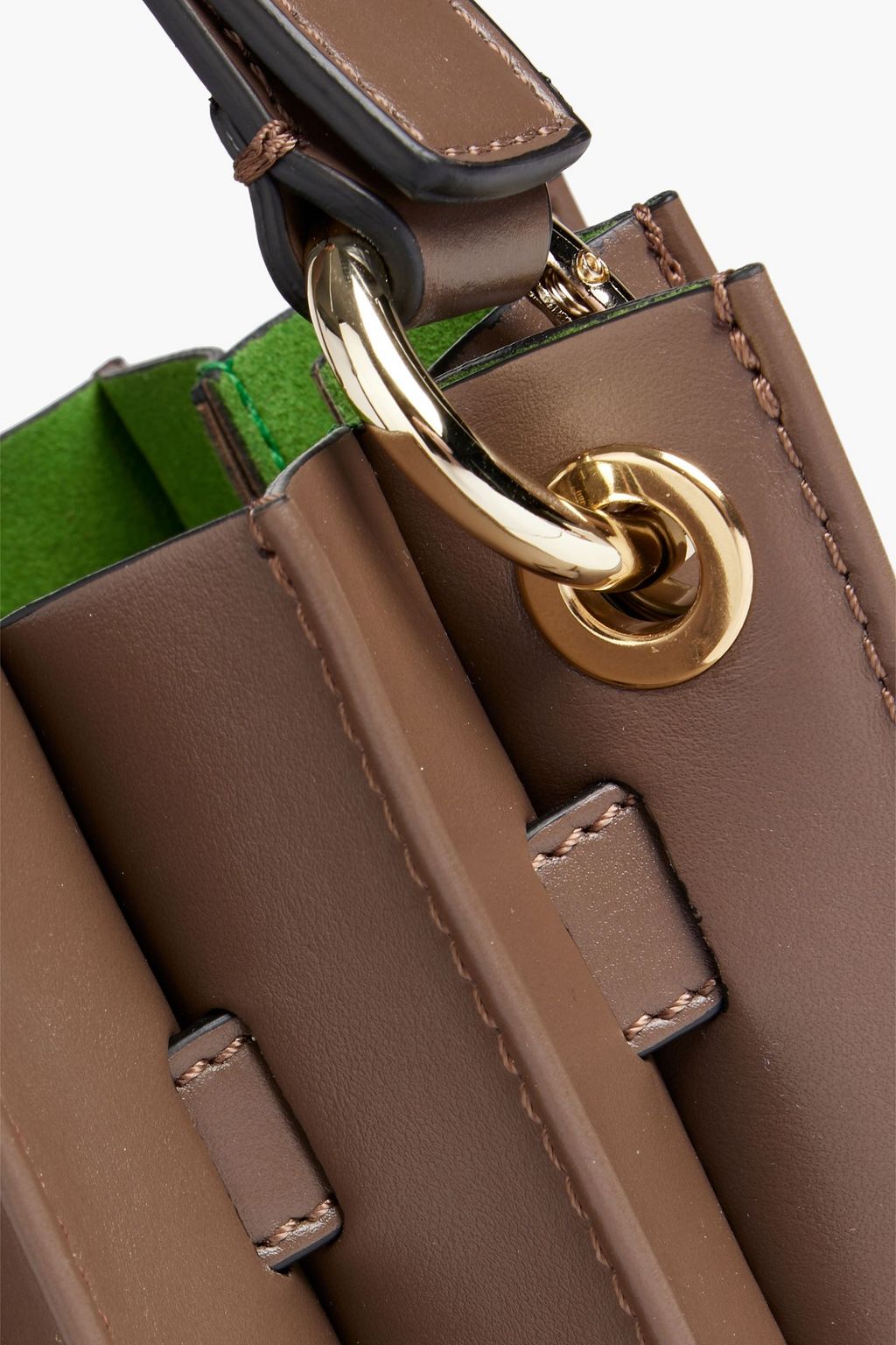 SARA BATTAGLIA Plissé mini leather bucket bag