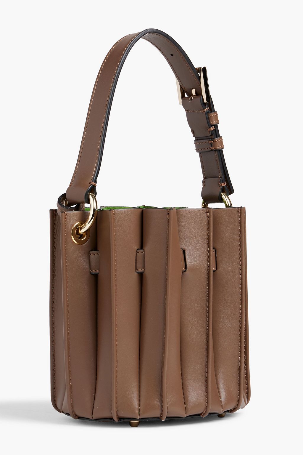 SARA BATTAGLIA Plissé mini leather bucket bag