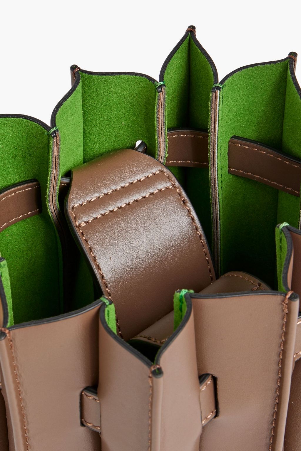 SARA BATTAGLIA Plissé mini leather bucket bag