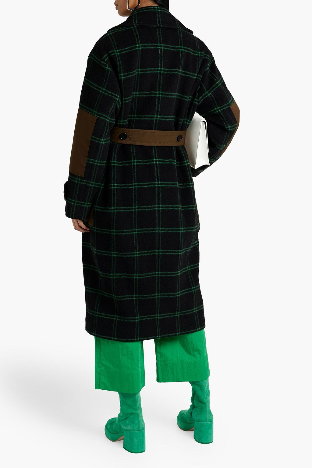 MSGM Double-breasted canvas-paneled wool-blend felt coat