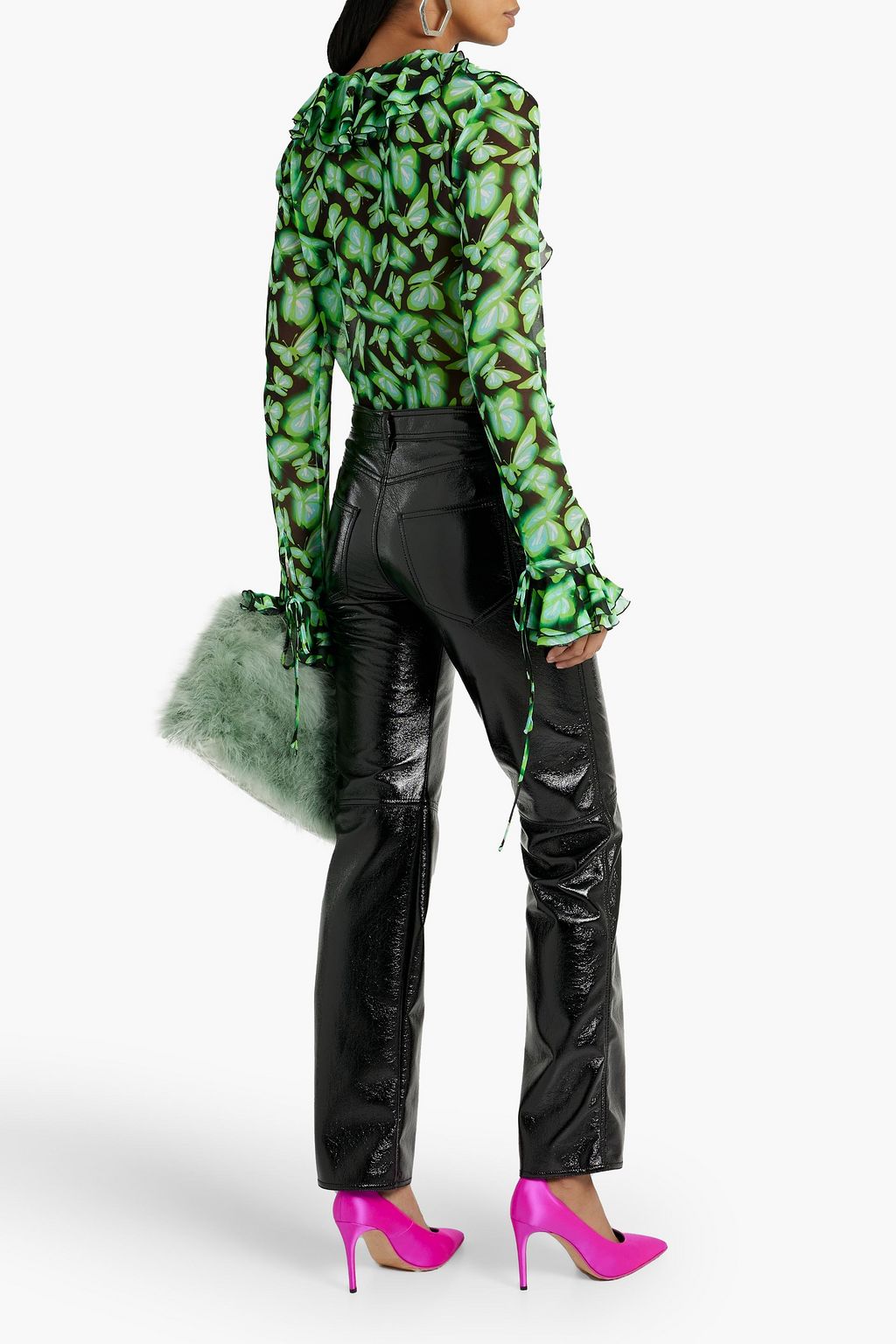 MSGM Ruffled printed georgette blouse