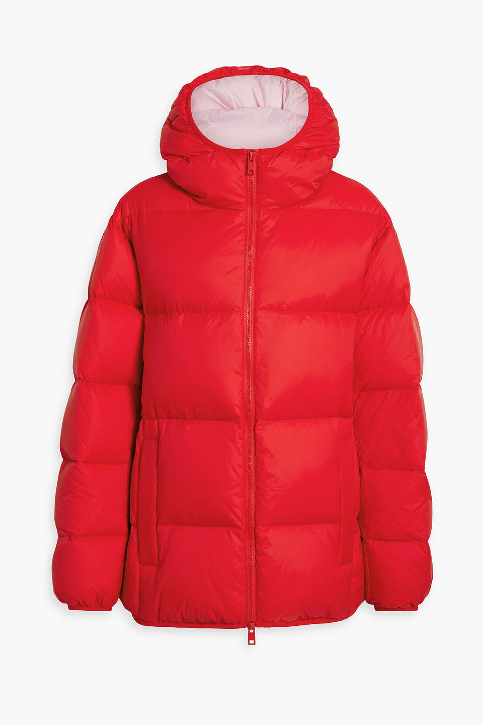 Msgm Zip up Hooded Puffer Jacket In Red ModeSens