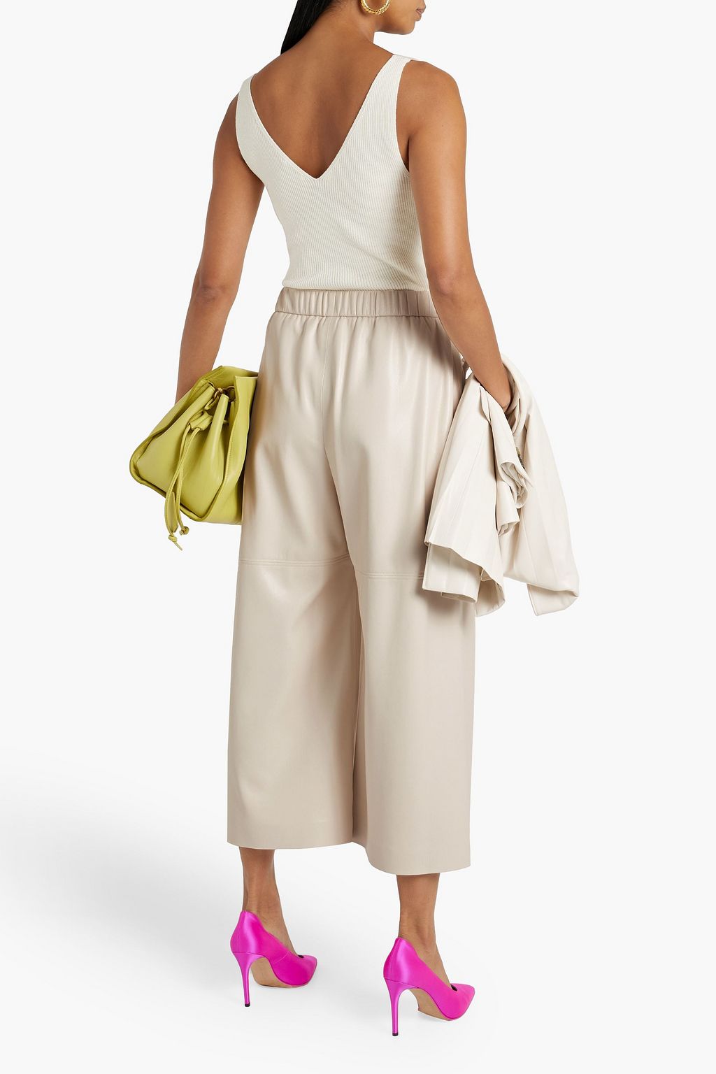 MSGM Cropped faux leather wide-leg pants