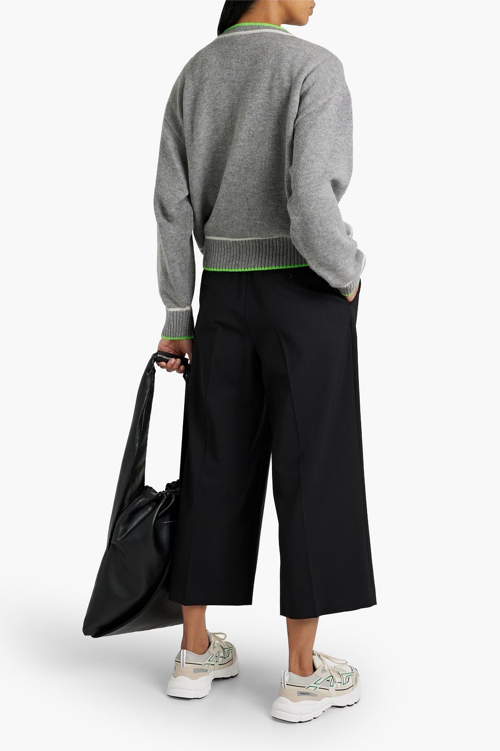 MSGM Cropped wool-blend wide-leg pants