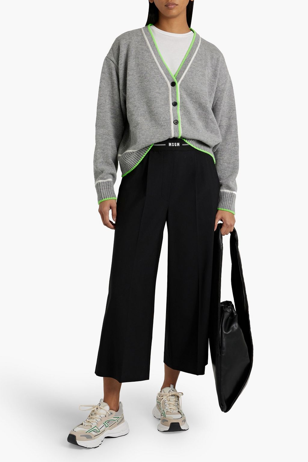 MSGM Cropped wool-blend wide-leg pants