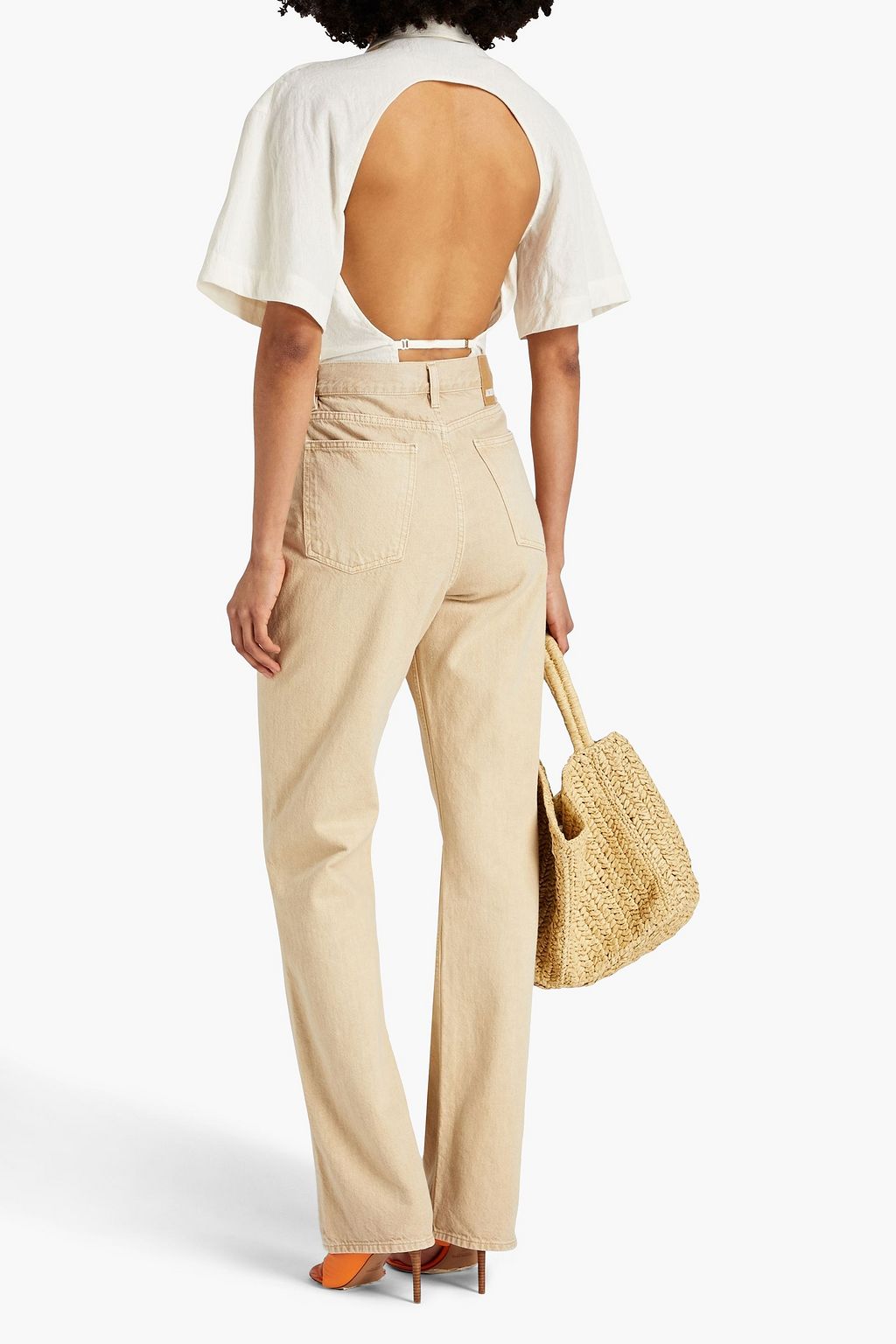 JACQUEMUS بودي سوت «باونيلا» من مزيج القطن والقنّب مزين بفتحات