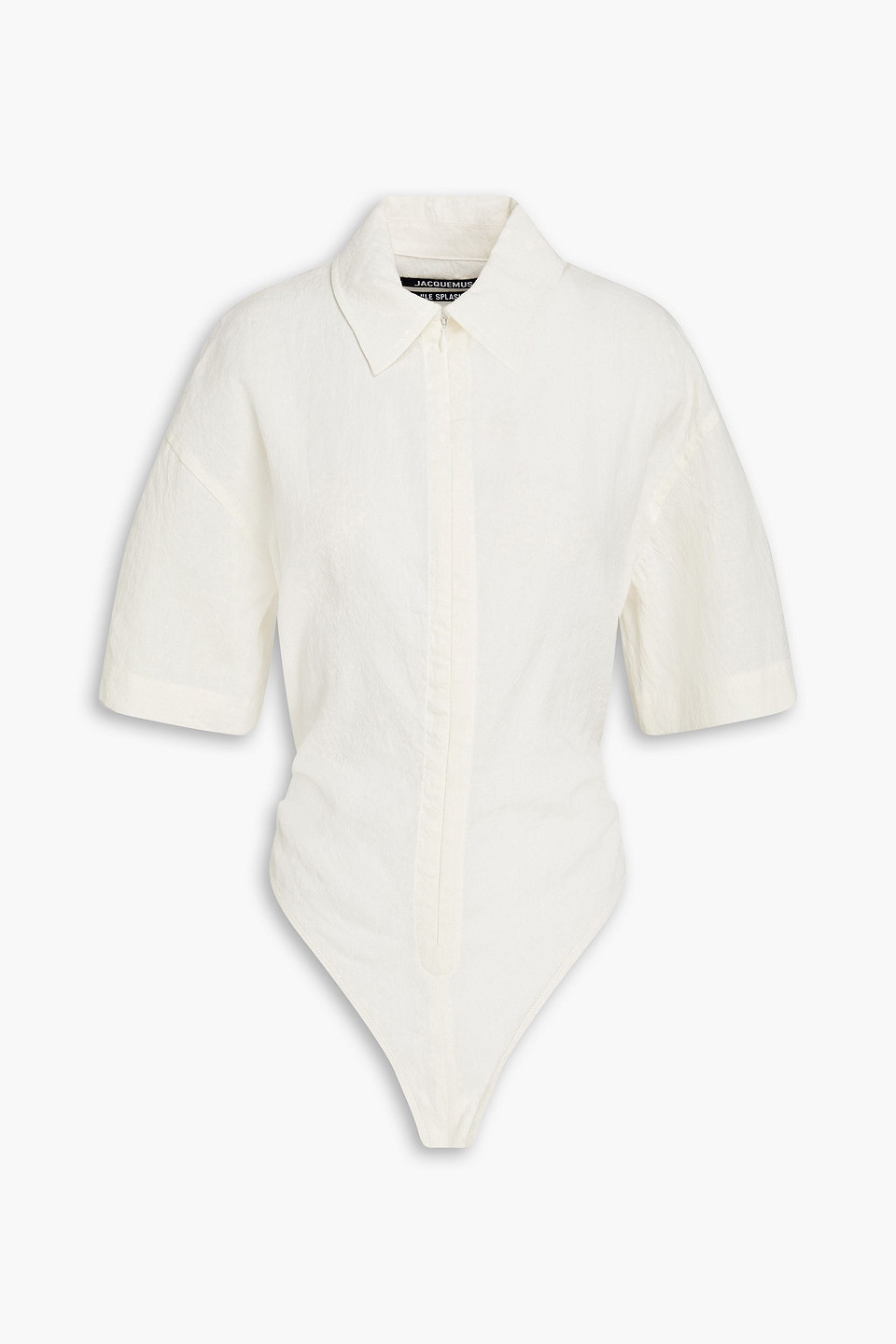 Shop Jacquemus Baunhilha Cutout Hemp And Cotton-blend Bodysuit In Ivory