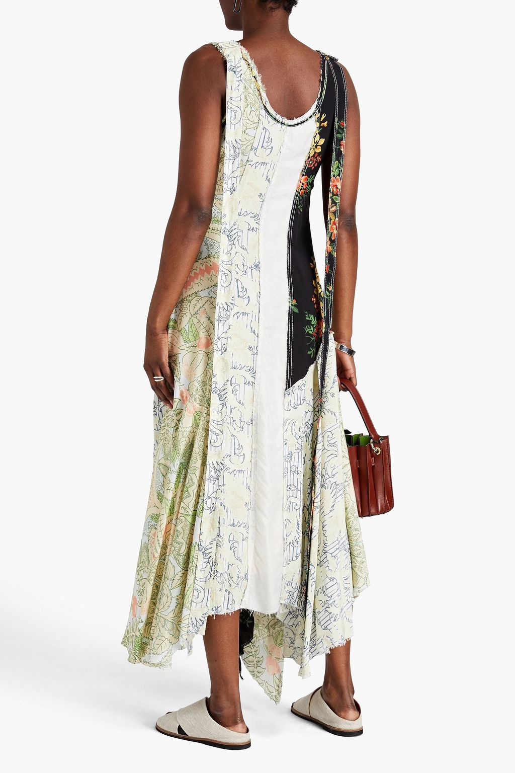 JW ANDERSON Asymmetric patchwork floral-print silk maxi dress