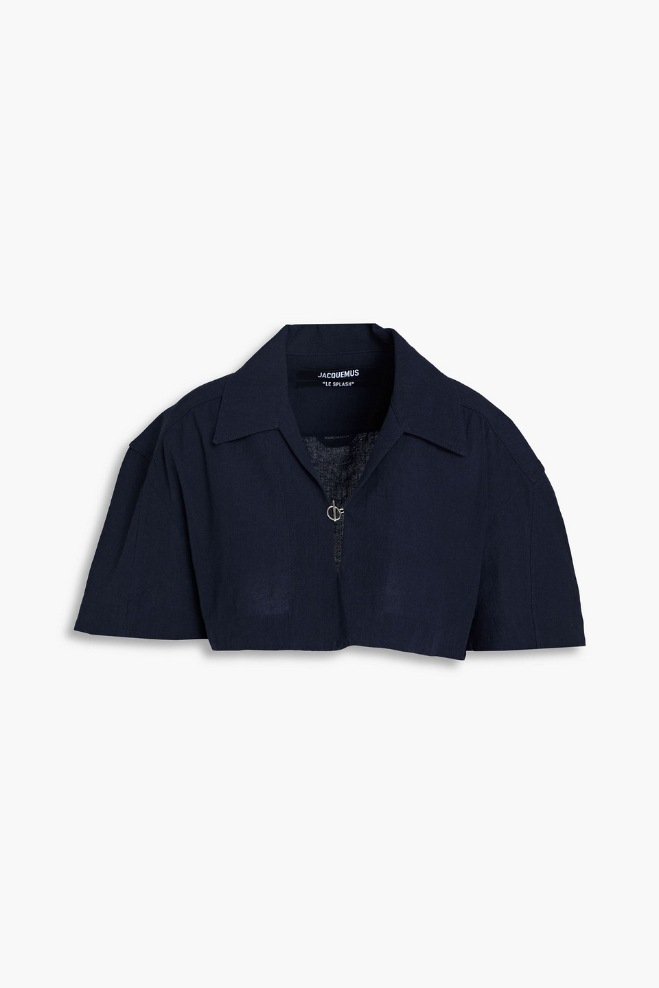 Shop Jacquemus Bebi Cropped Hemp And Cotton-blend Shirt In Navy