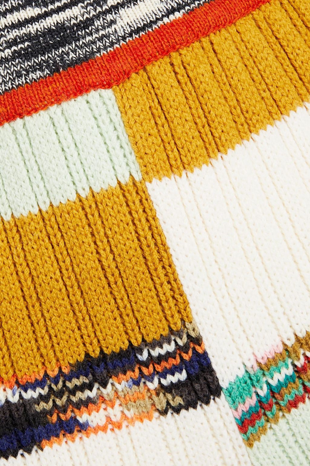 MISSONI Gestreifte Hose mit weitem Bein aus einer gerippten Wollmischung
