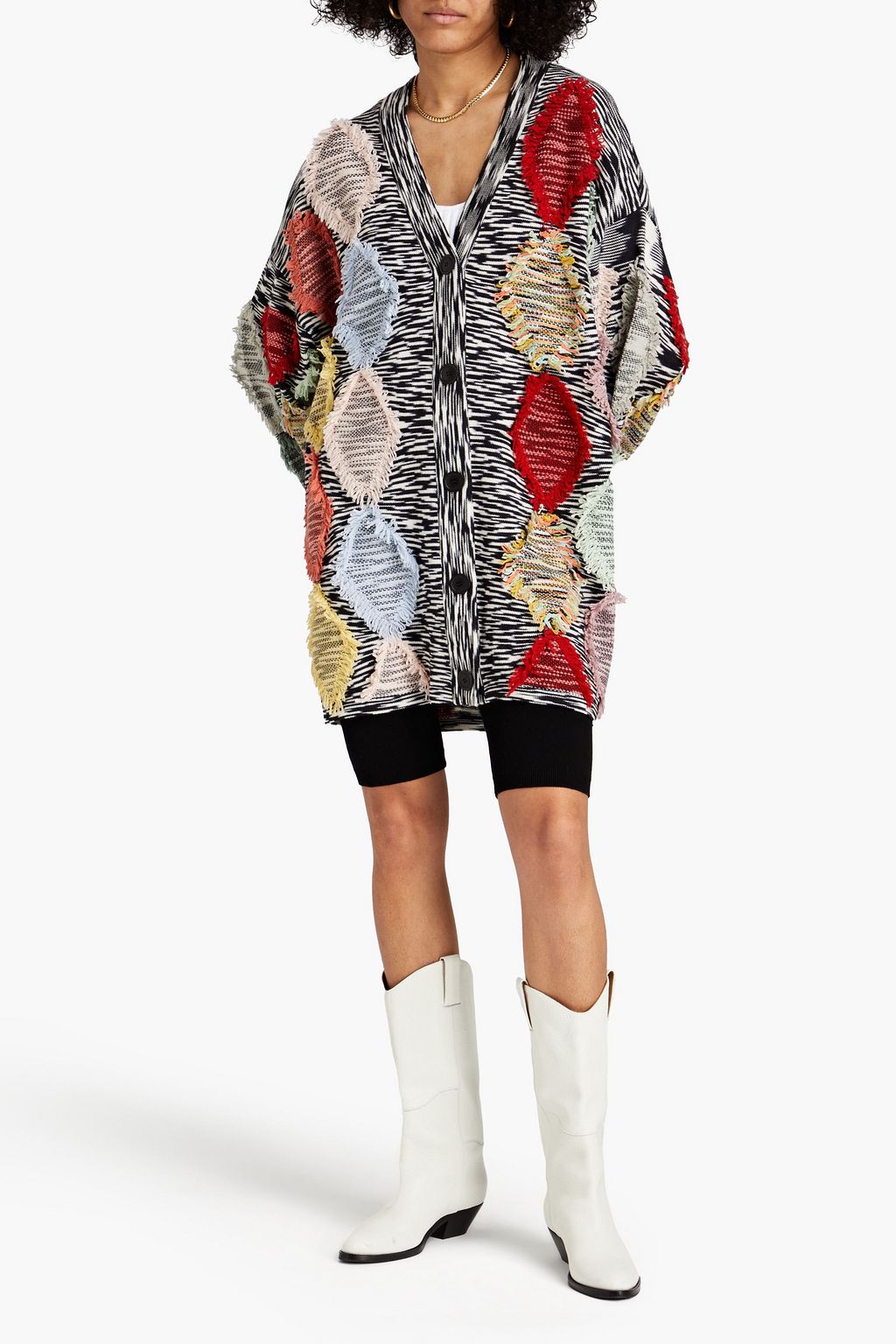 MISSONI Cardigan aus Strick aus Wolle mit Intarsienmuster in Space-Dye-Optik